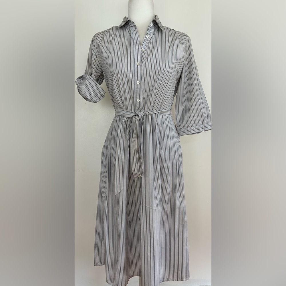 J. Crew  Cotton stripped shirtdress belted size 4